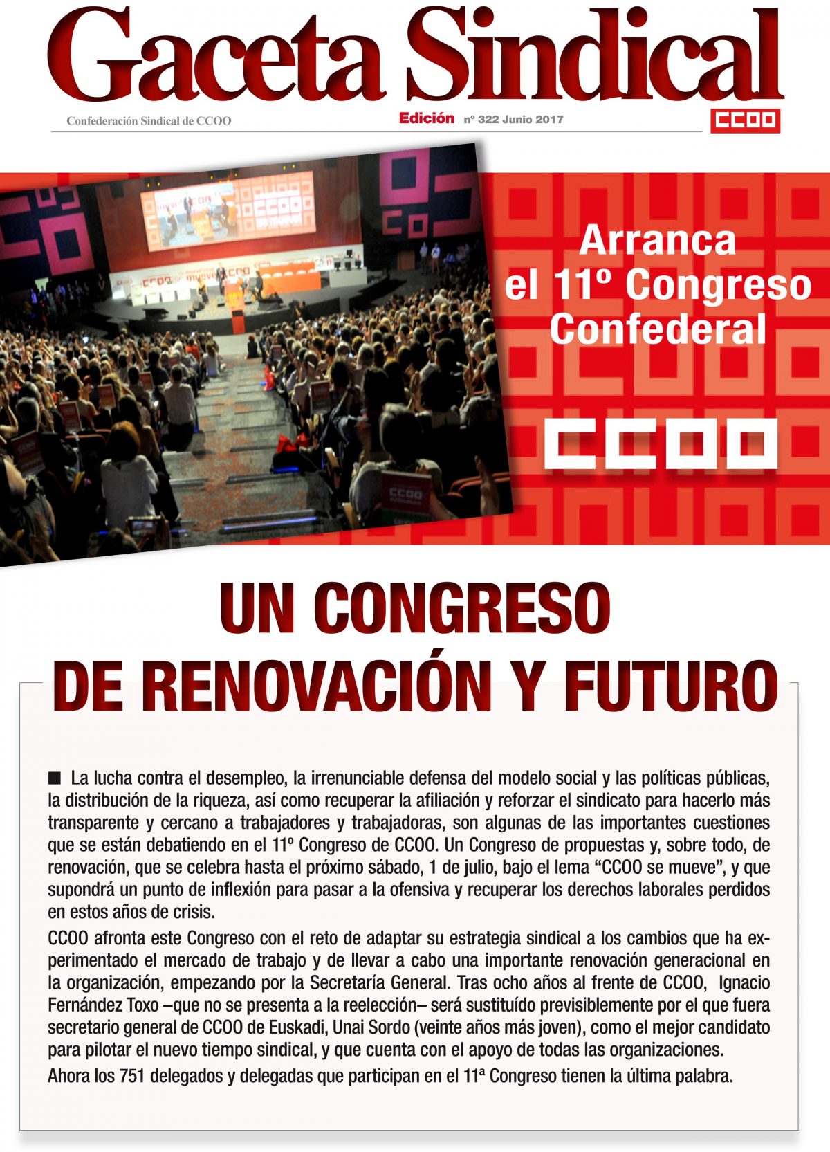 Gaceta Sindical 11º Congreso confederal de CCOO