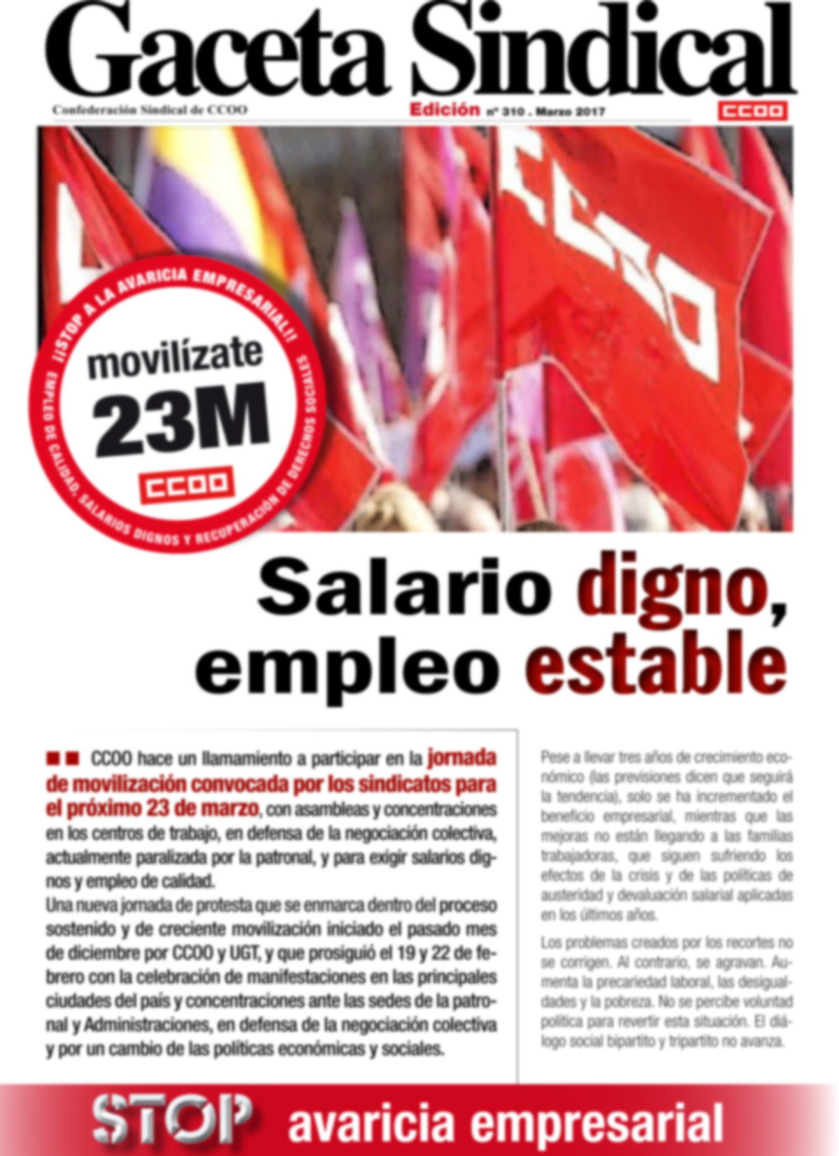 Gaceta Sindical movilizaciones 23M