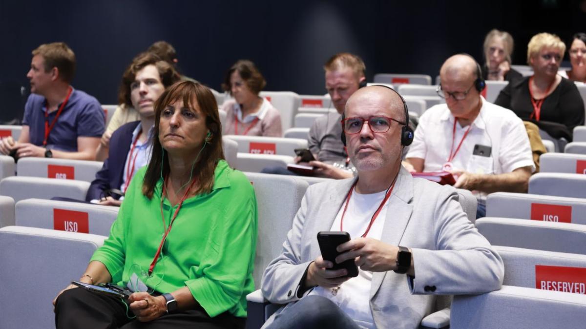Unai Sordo y Cristina Faciaben en el Comit Ejecutivo de la Ces celebrado en Madrid los das 27 y 28 de septiembre de 2023.