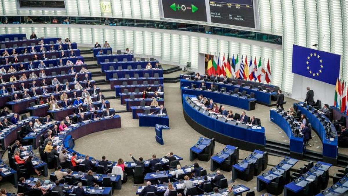 Imagen de una sesin en el Parlamento Europeo.