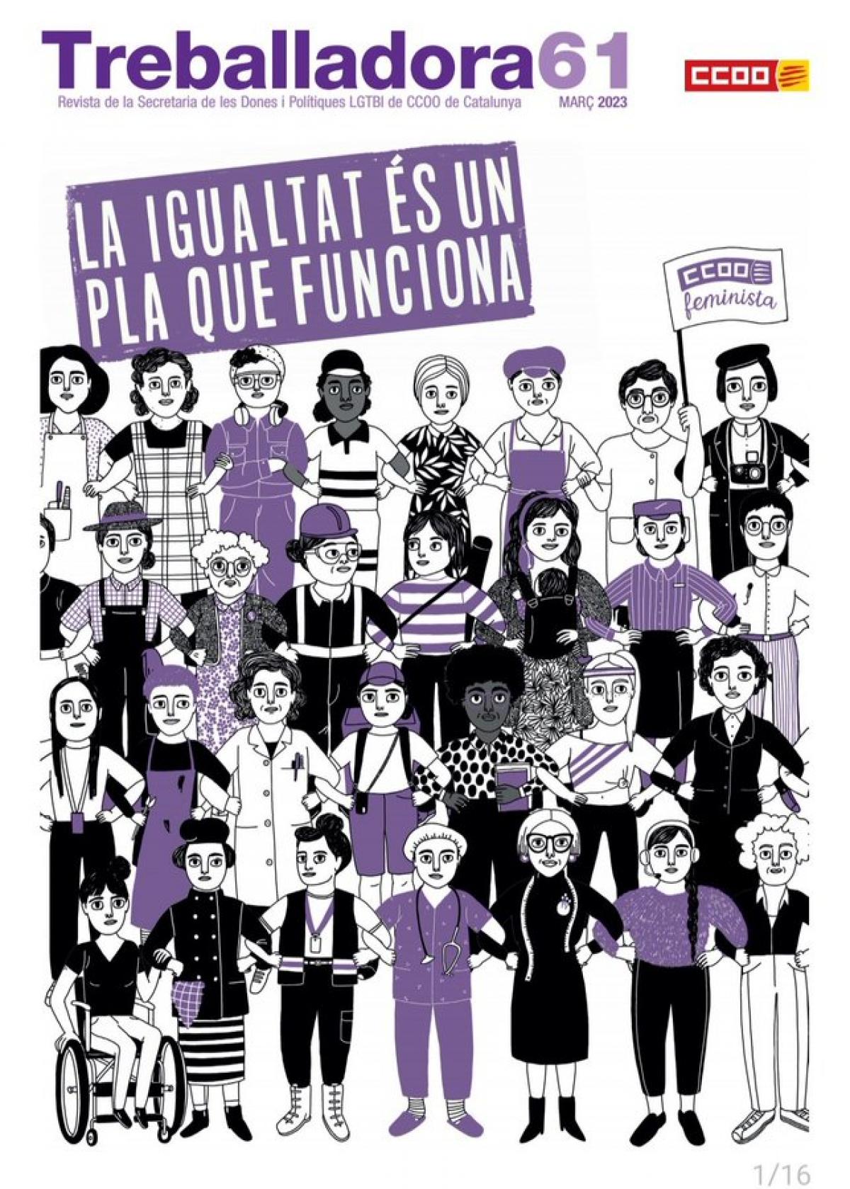 "Treballadora", n. 61 (Mar 2023), revista de laSecretaria de les Dones i POlitiques LGTBI de CCOO de Catalunya.