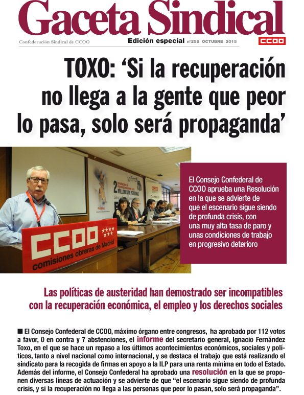 Gaceta Sindical nº 256: CCOO aprueba las prioridades de la actuación sindical
