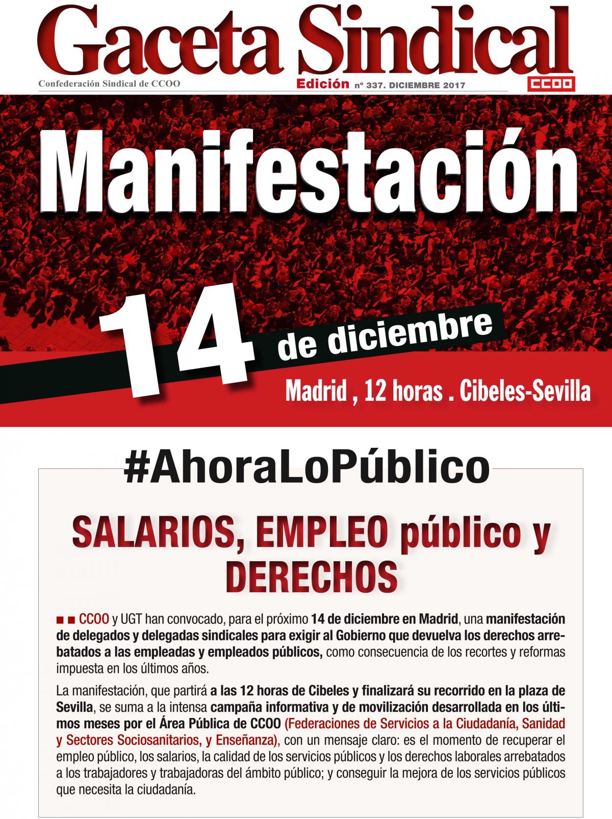 Manifestación 14D: #AhoraLoPúblico. Salarios, Empleo y Derechos