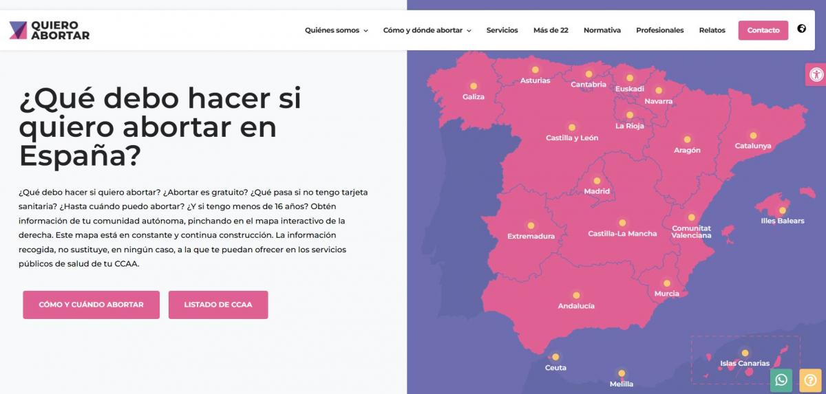 Portada de la web Quieroabortar.org