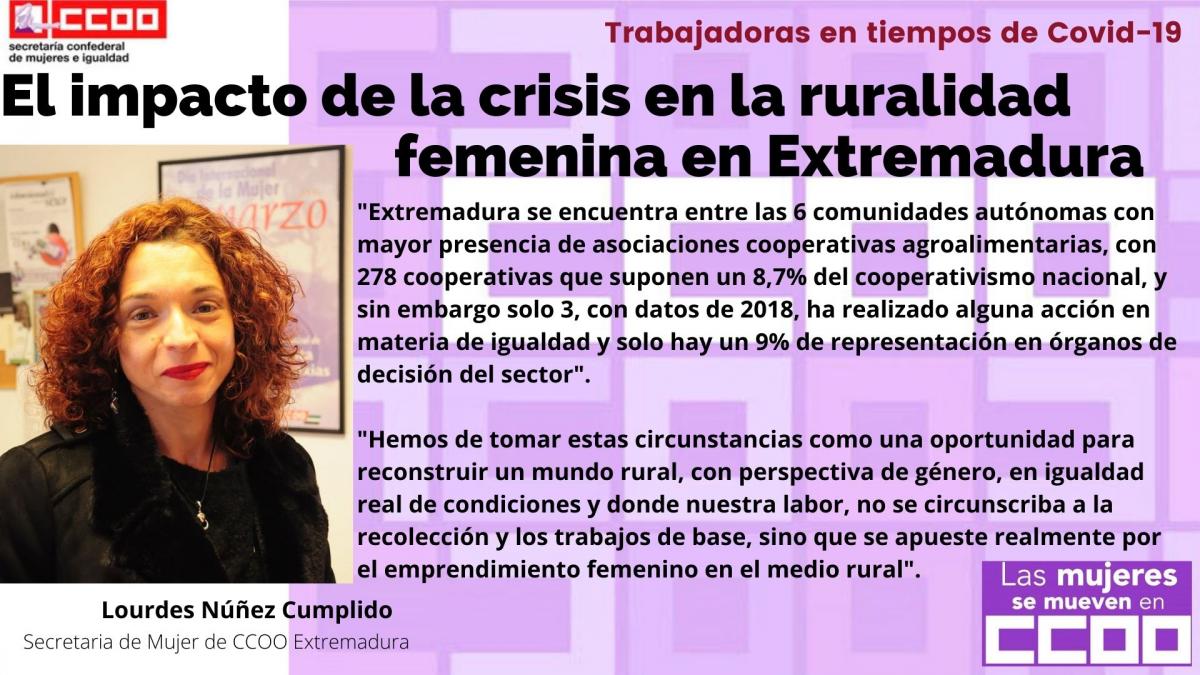 Lourdes Núñez Cumplido es Secretaria de Mujer de CCOO Extremadura.