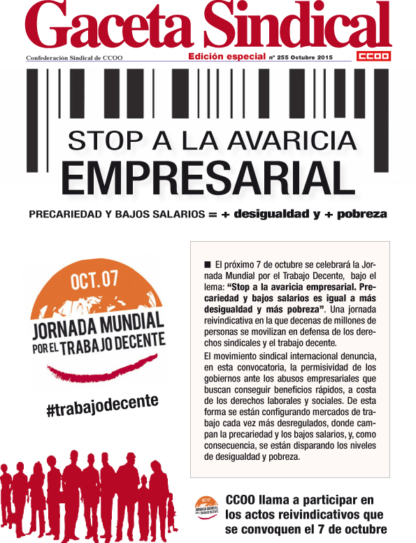 Gaceta Sindical n 255: Jornada Mundial por el Trabajo Decente