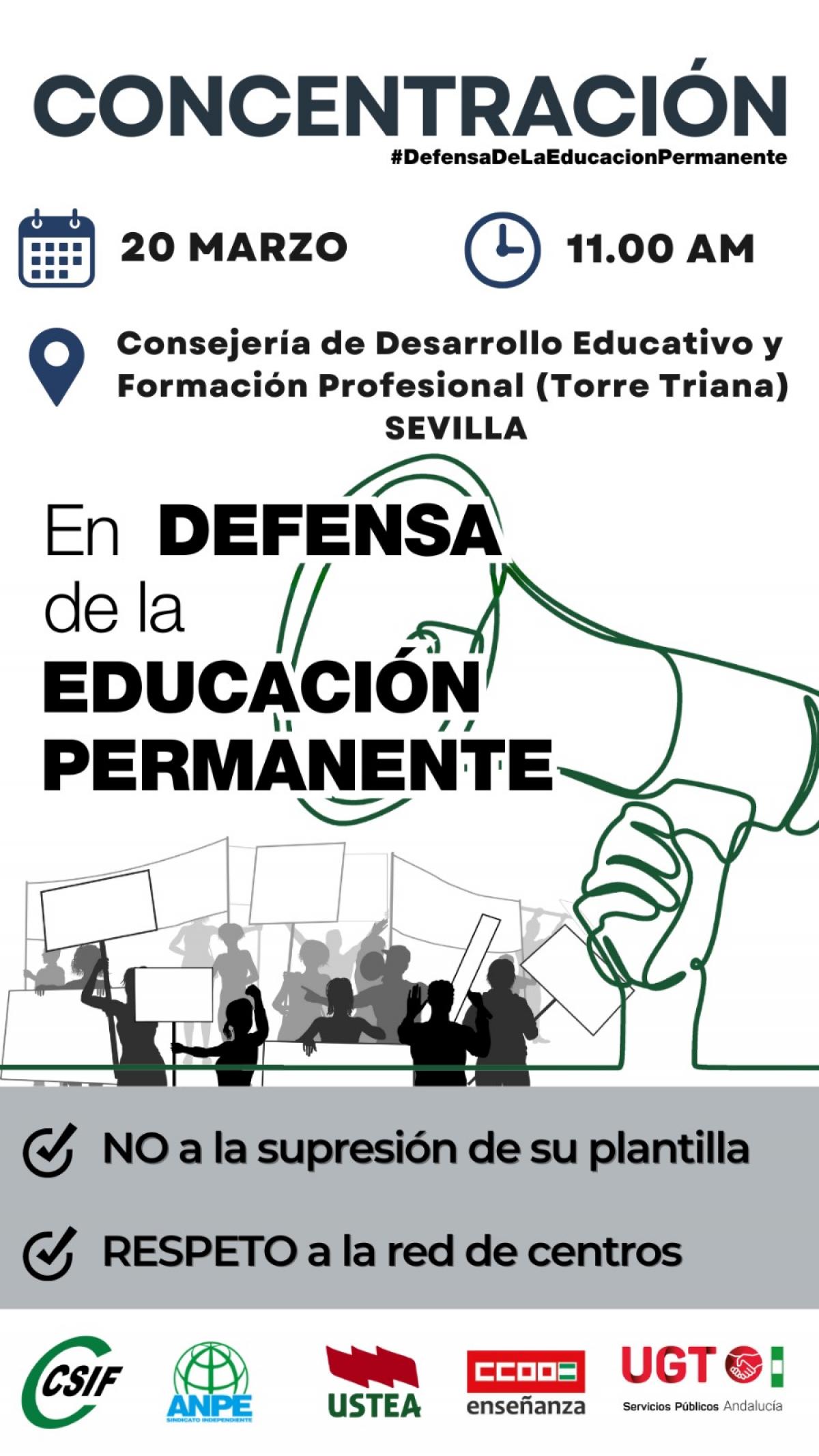Concentracin en defensa de la Educacin Permanente