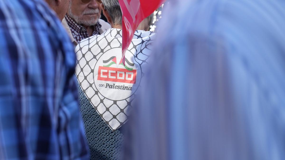 El manifiesto entregado por CCOO en el Congreso reclamó paz y derechos humanos para Palestina.