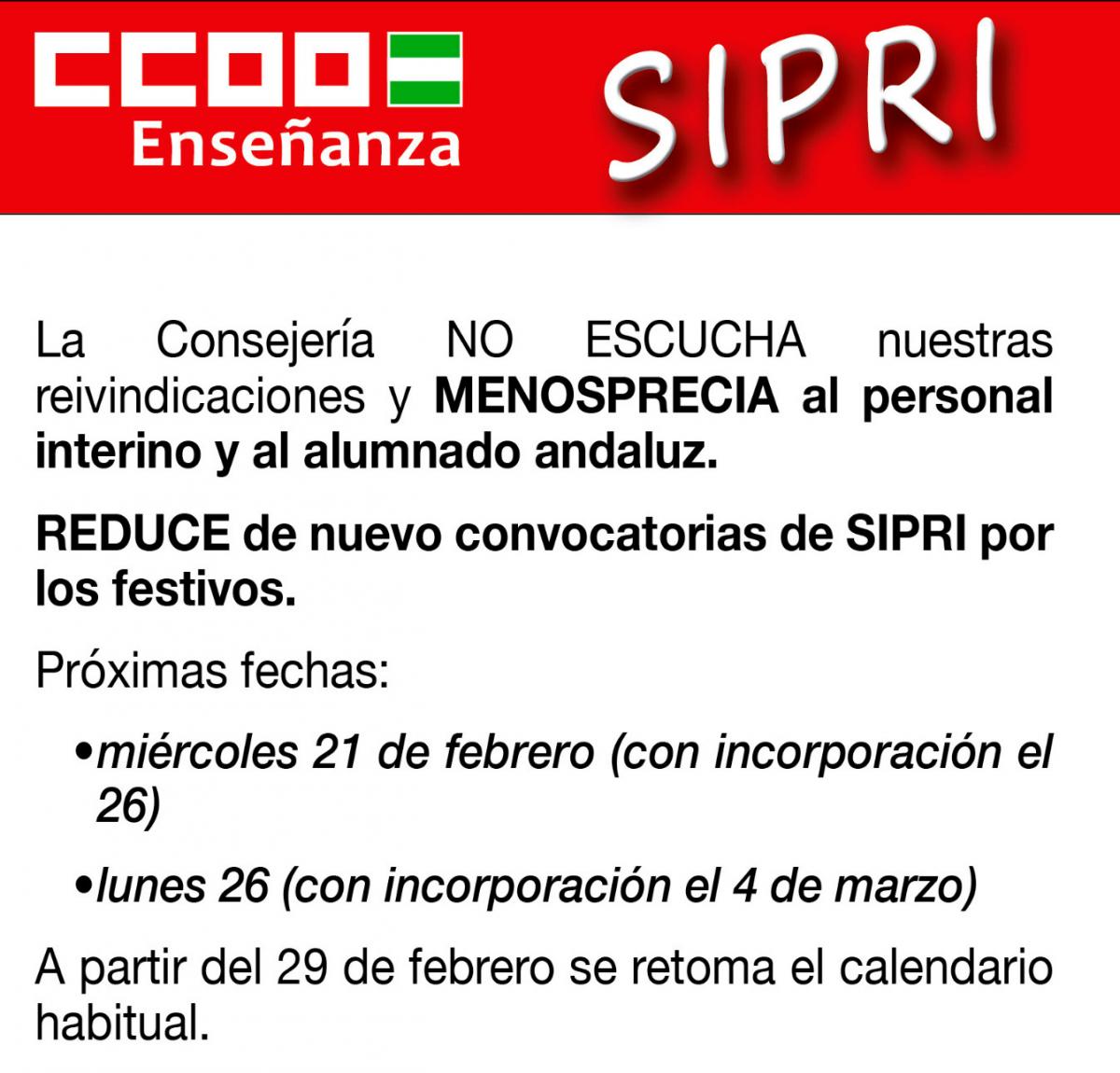 Convocatoria Sipri 21 de febrero