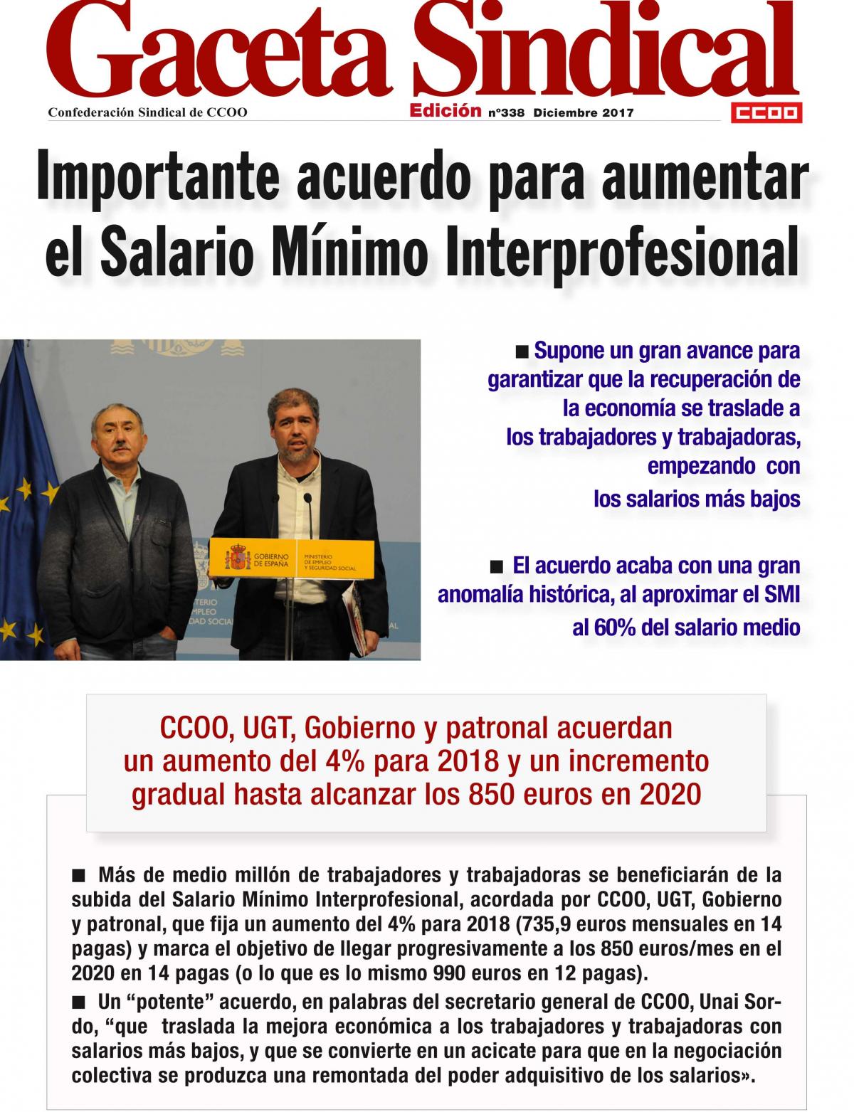 Gaceta Sindical importante subida SMI