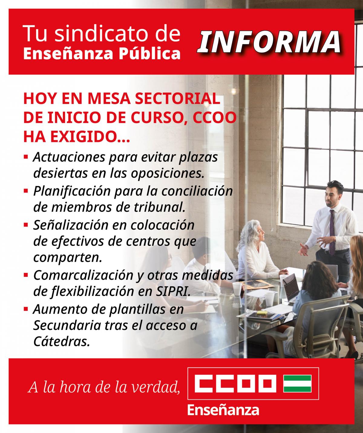 CCOO exige mejoras en la mesa sectorial