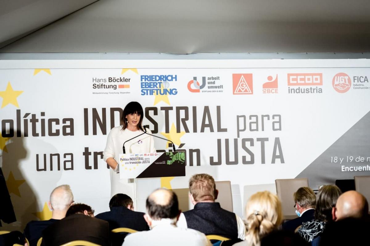 Garbie Espejo, Secretaria General de CCOO de Industria, en su intervencin en las Jornadas sobre Transicin Justa