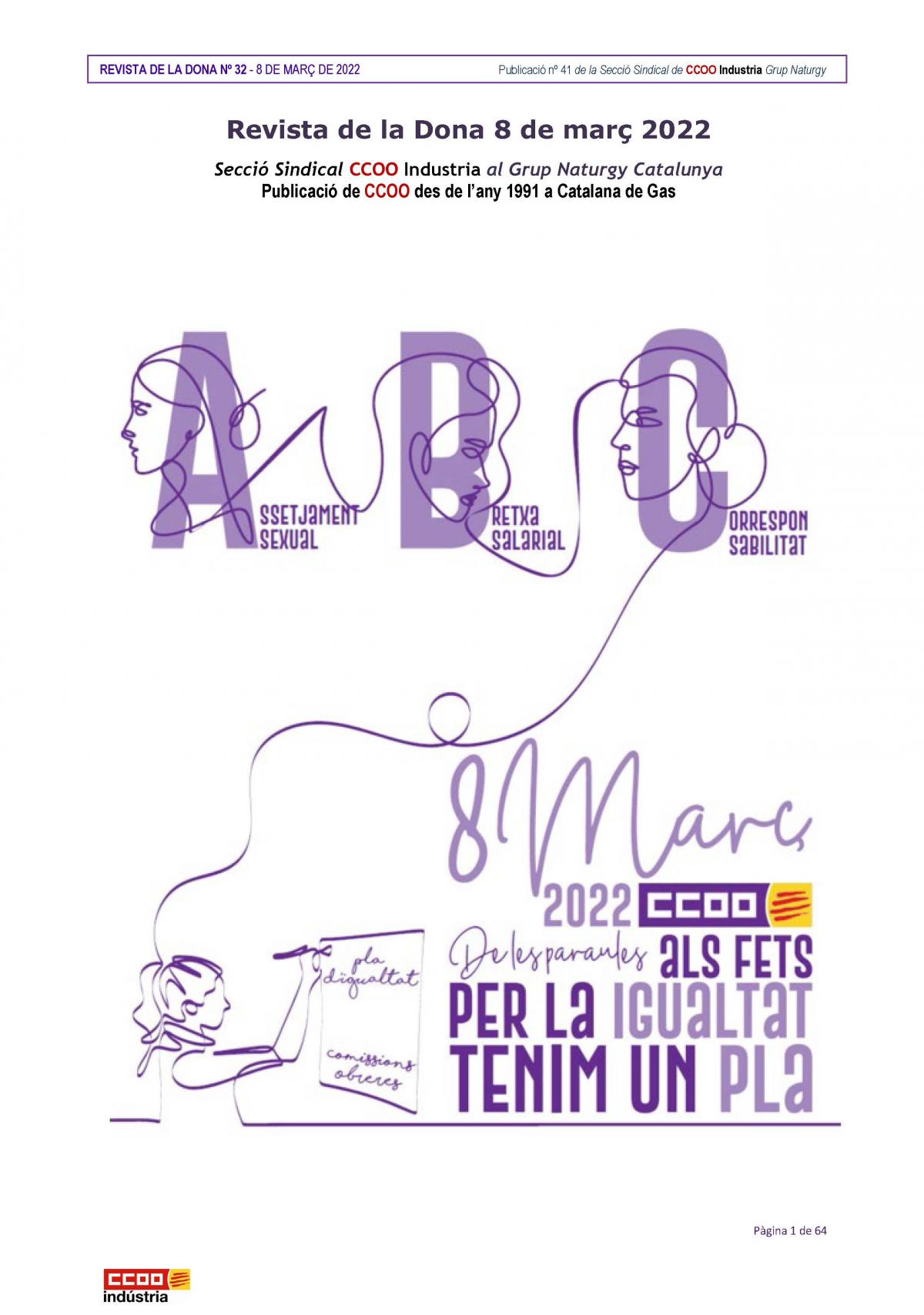 Revista de la Dona (marzo de 2022), de la Secci Sindical CCOO Industria al Grup Naturgy Catalunya.