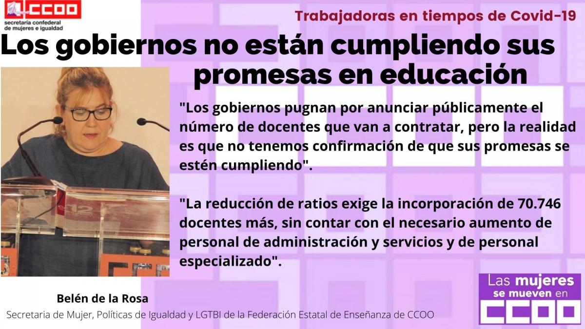 Belén de la Rosa Rodríguez, secretaria de Mujer, Políticas de Igualdad y LGTBI de la Federación Estatal de Enseñanza de CCOO.