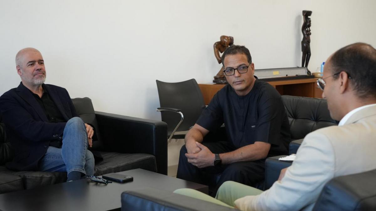 Reunión de Unai Sordo con el sindicato UGTSARIO en la sede de la Confederación Sindical de Comisiones Obreras