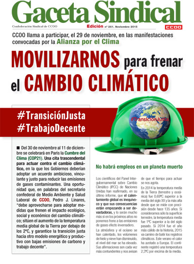 Gaceta Sindical nº 261: CCOO llama a participar en las movilizaciones convocadas por la Alianza por el Clima