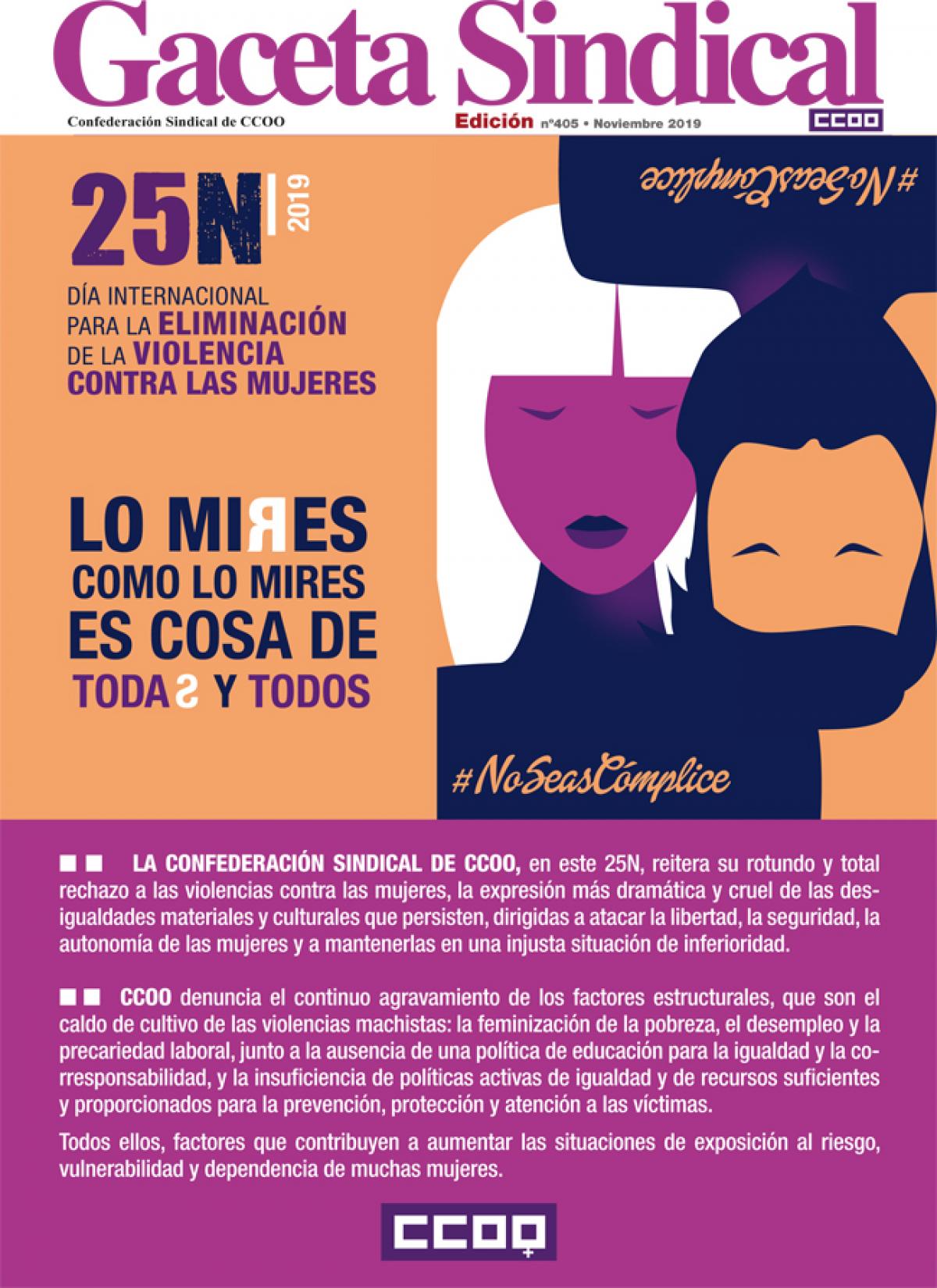 Gaceta Sindical Digital nº 405 25N Día Internacional para la eliminación de la violencia contra las mujeres