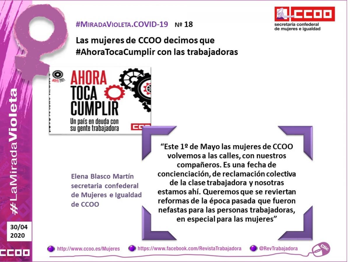 Las mujeres de CCOO decimos que #AhoraTocaCumplir con las trabajadoras