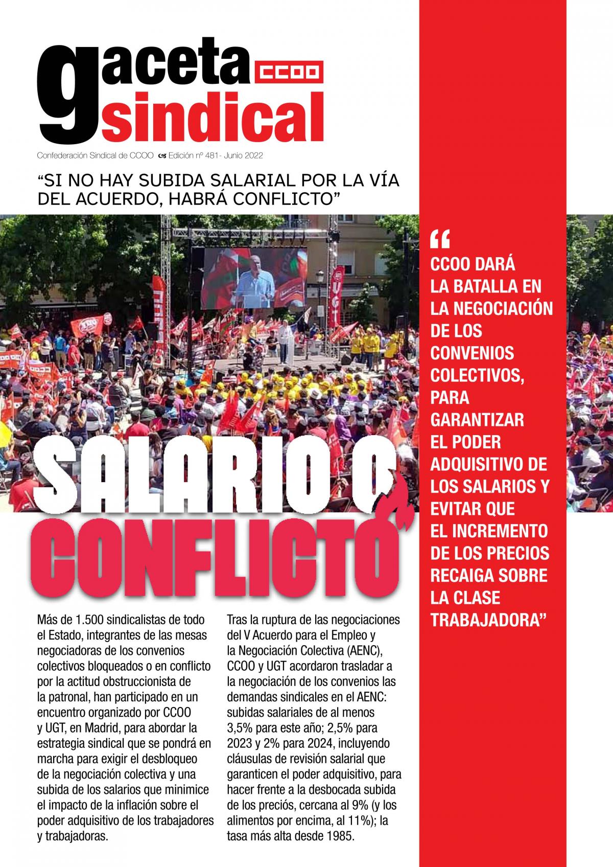 Gaceta Sindical. SALARIO O CONFLICTO