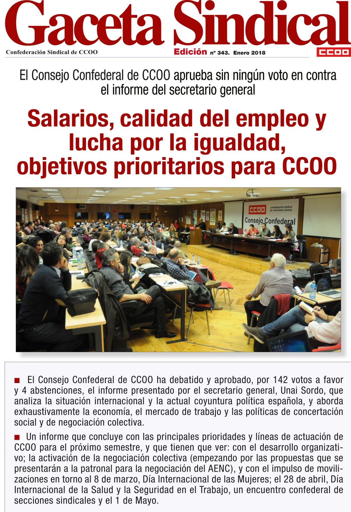 GS Consejo Confederal prioridades CCOO