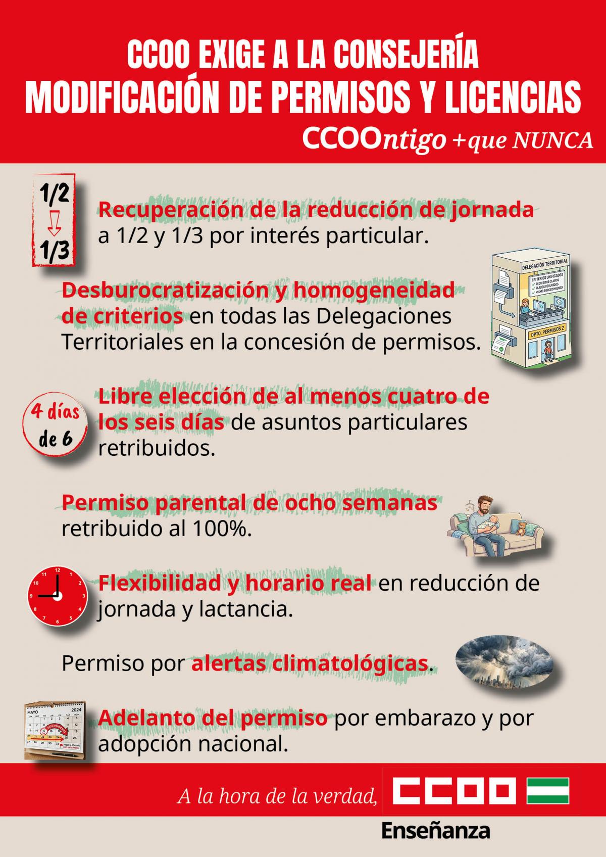 CCOO exige la modificación de permisos y licencias