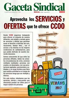 Gaceta Sindical n 320. Servicios y ofertas para los afiliados a CCOO