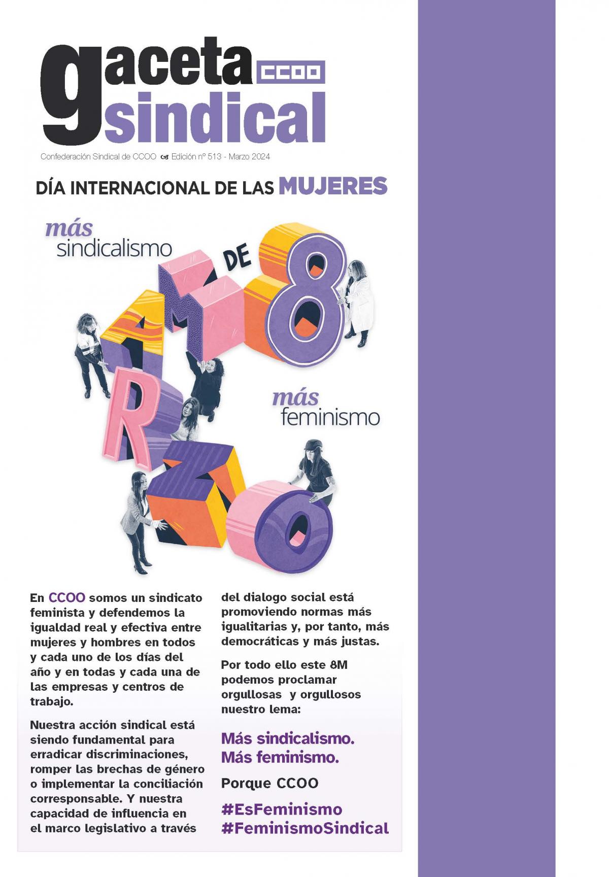 Gaceta Sindical, n. 513 (marzo de 2024) con motivo del 8 de Marzo de 2024: D�a Internacional de las Mujeres.