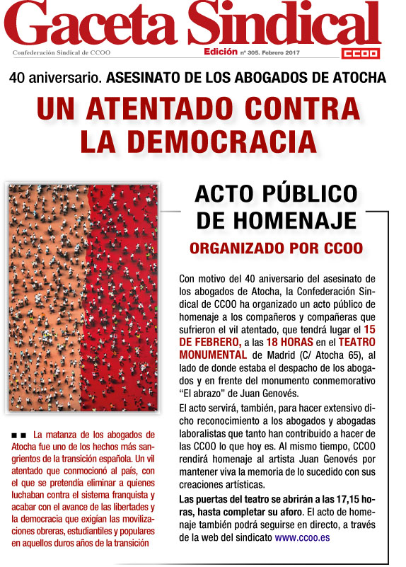 Gaceta Sindical. Acto pblico CCOO Abogados Atocha