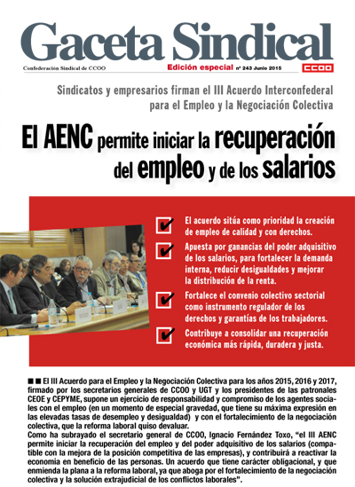 Gaceta Sindical n  243: El ANC permite iniciar la recuperacin del empleo y de los salarios