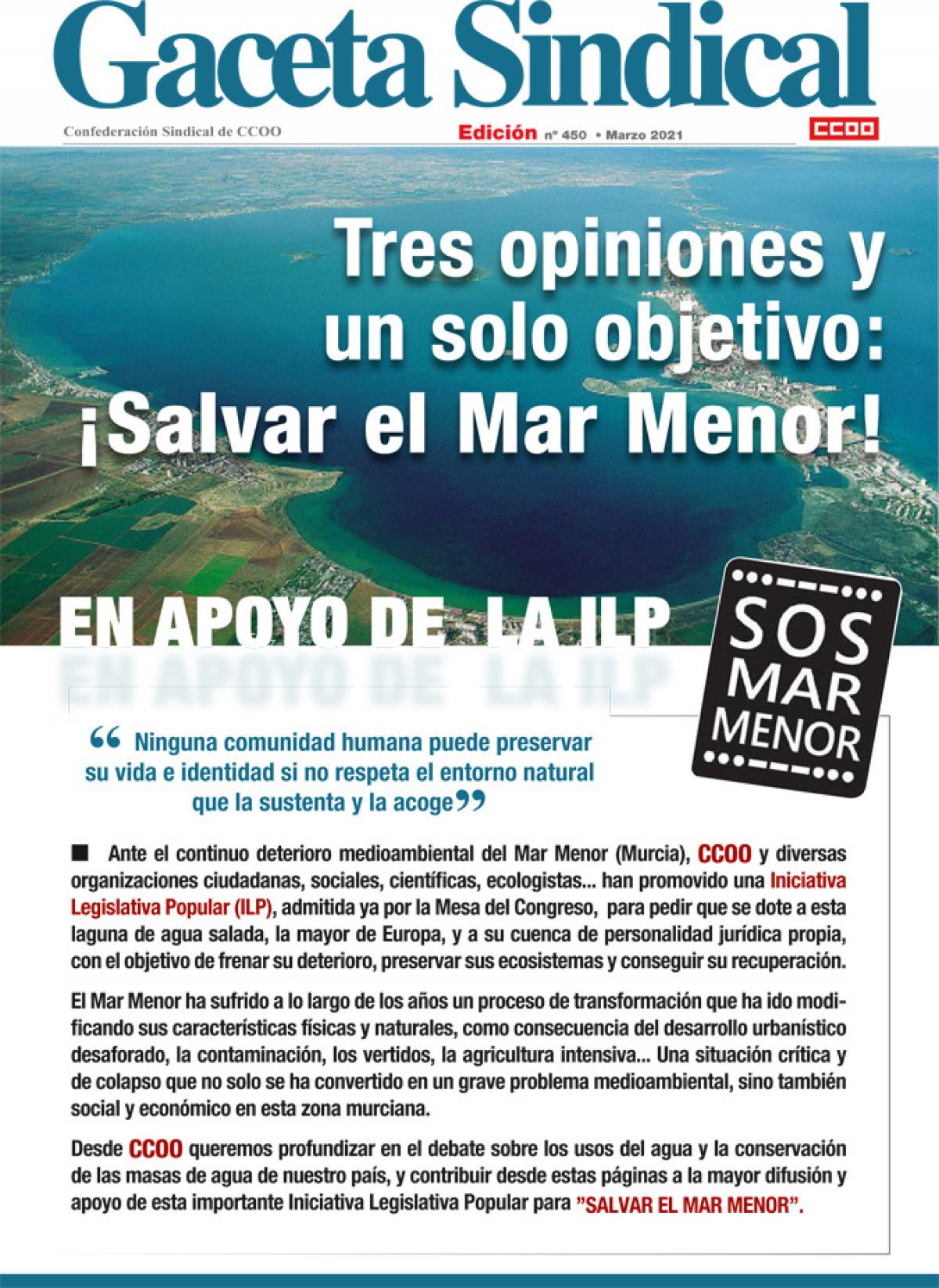 Gaceta Sindical n 450 Salvar el Mar Menor!