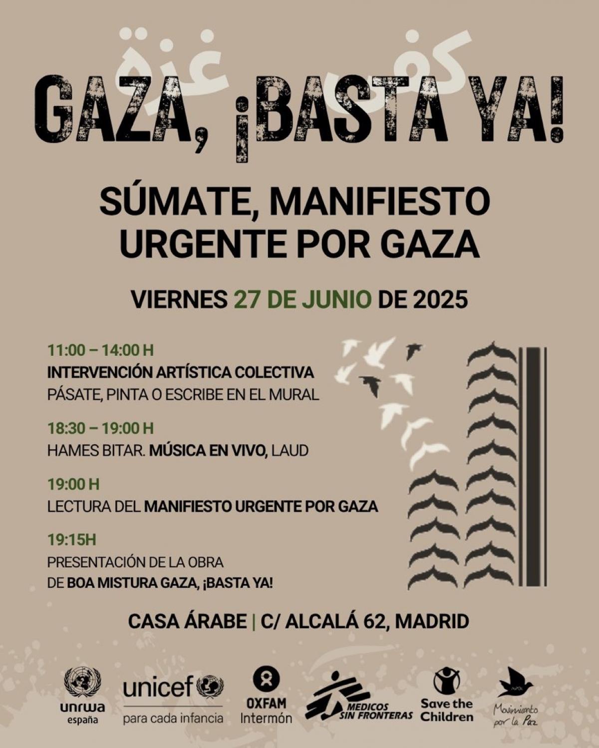 CCOO se suma al manifiesto urgente por gaza: Gaza no puede esperar!