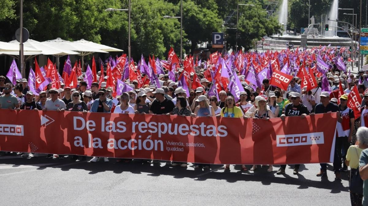 Más de 3.000 delegados y delegadas han participado en la movilización que ha recorrido el centro de Madrid hasta la Puerta del Sol.