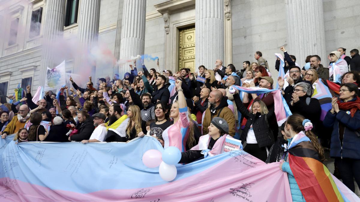 Concentracin en apoyo a la Ley Trans en el Congreso de los Diputados (22 de diciembre)