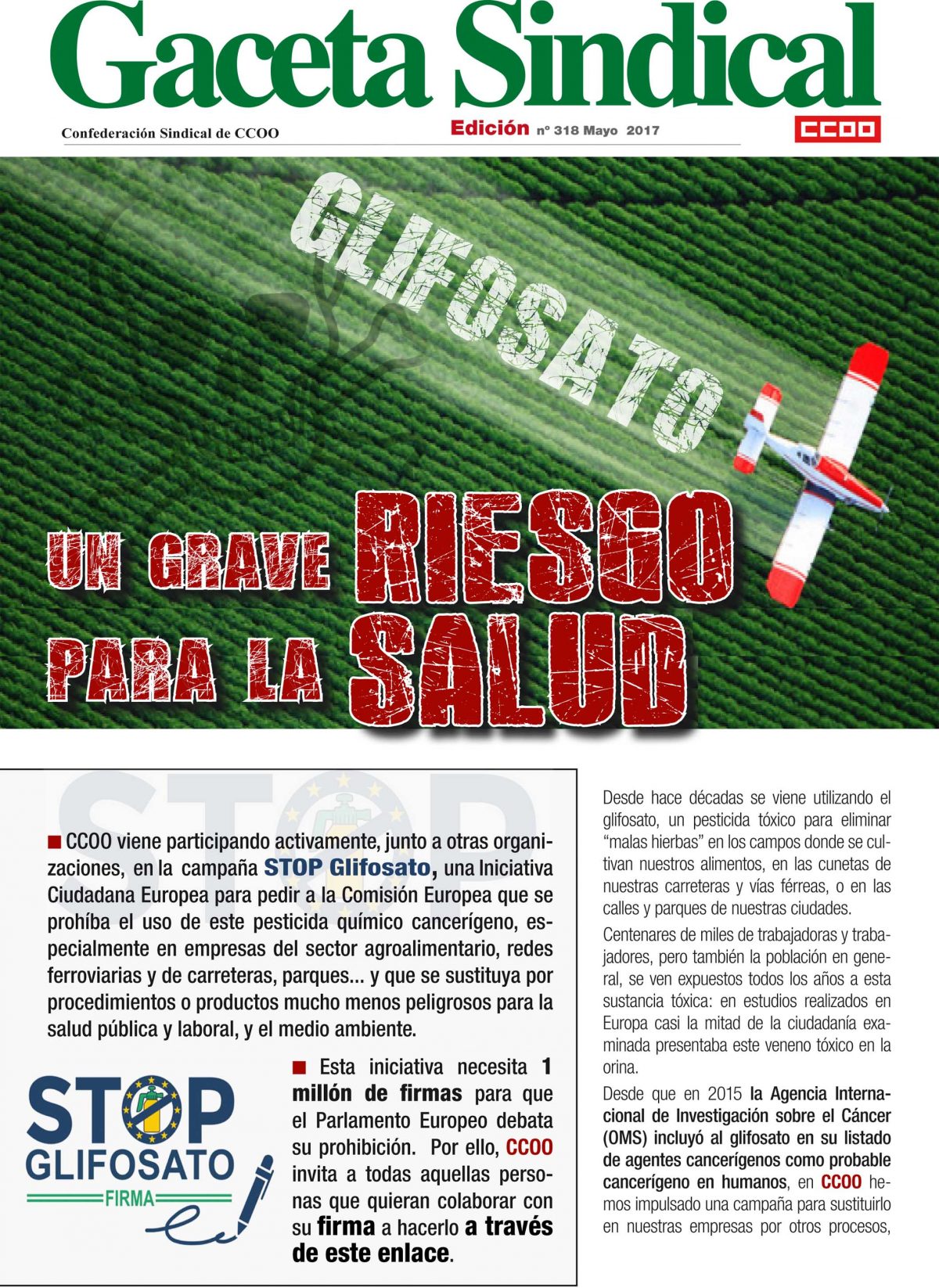 Gaceta Sindical n 318 Stop Glisofato