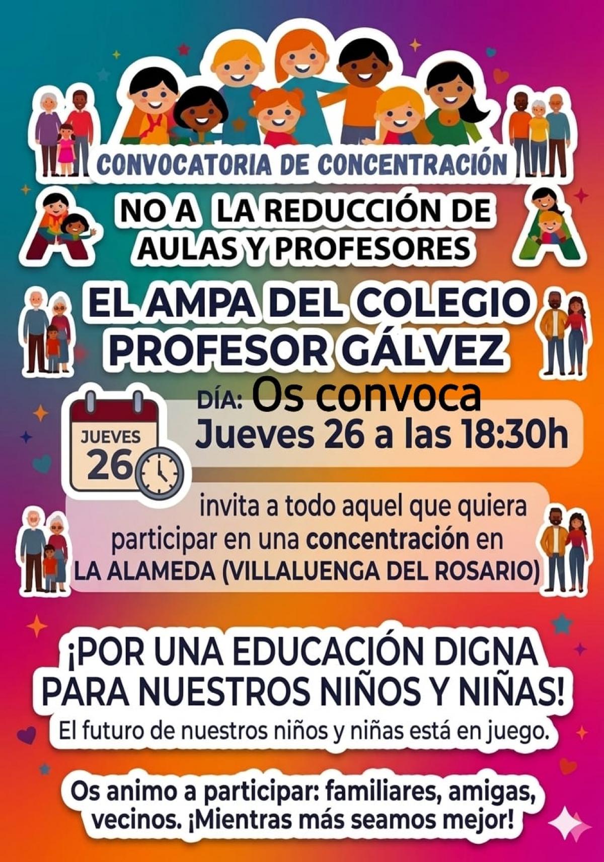 Concentración 26 de marzo - "No a la reducción de AULAS NI PROFESORES"