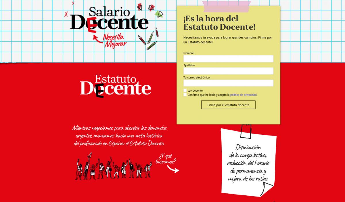 Portada de la web de la campaa impulsada por la Federacin de Enseanza de CCOO