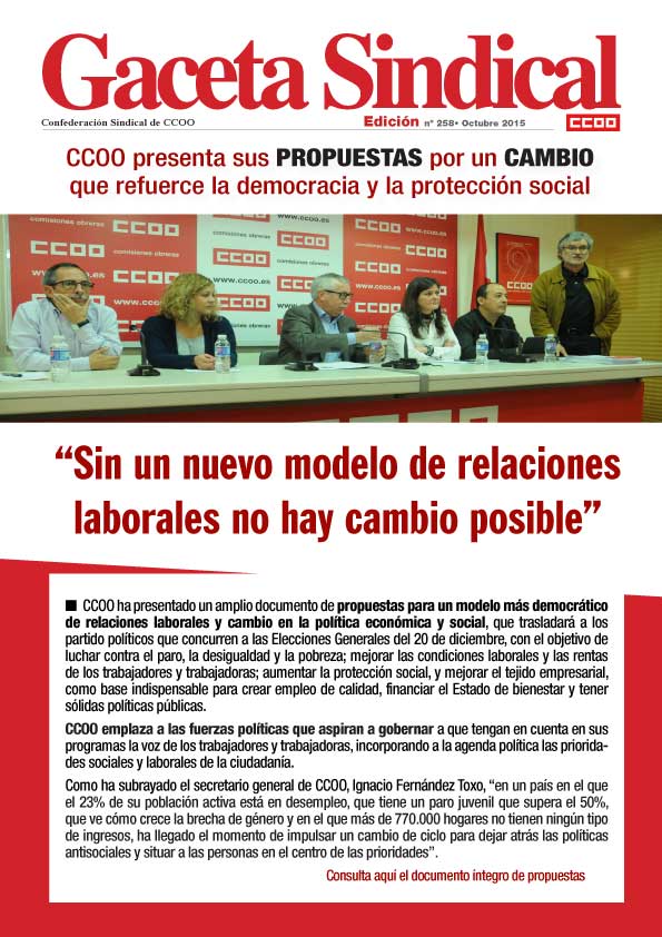 Gaceta Sindical n 258: Propuestas de CCOO de cara a las elecciones generales