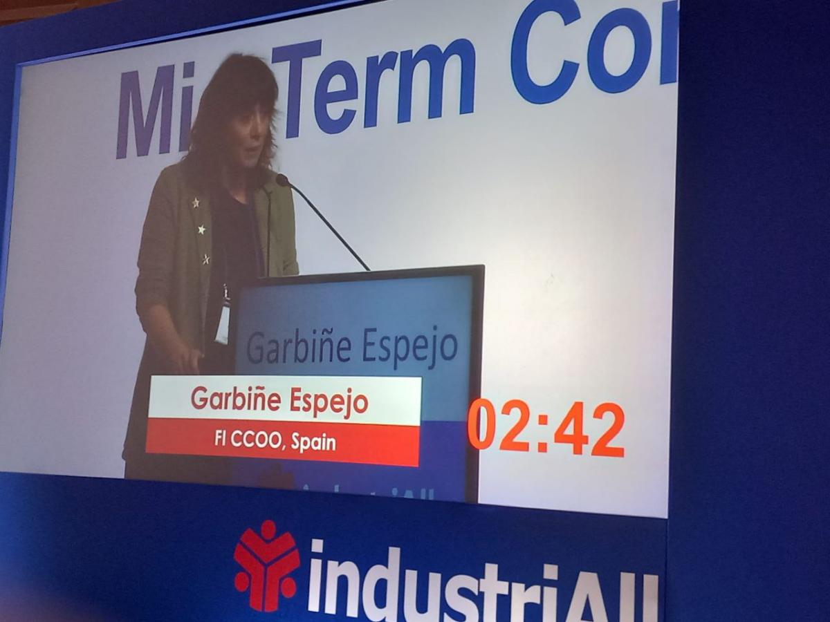 Garbie Espejo, en la Conferencia de medio mandato de IndustriAll Europa
