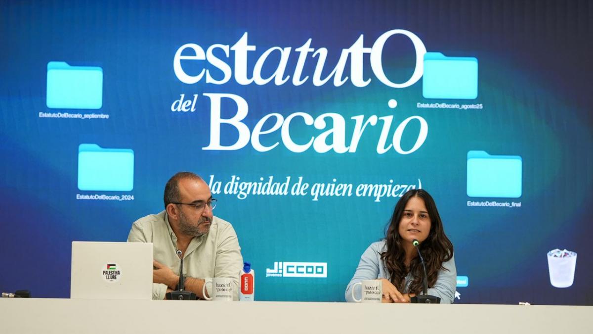 La secretaria confederal de Juventud de CCOO, Pau Garcia, junto al secretario de Acción Sindical, Javier Pacheco.