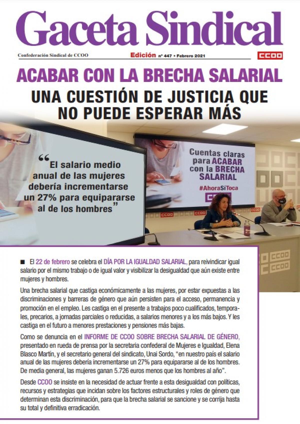 Gaceta Sindical, n. 447 (febrero de 2021).