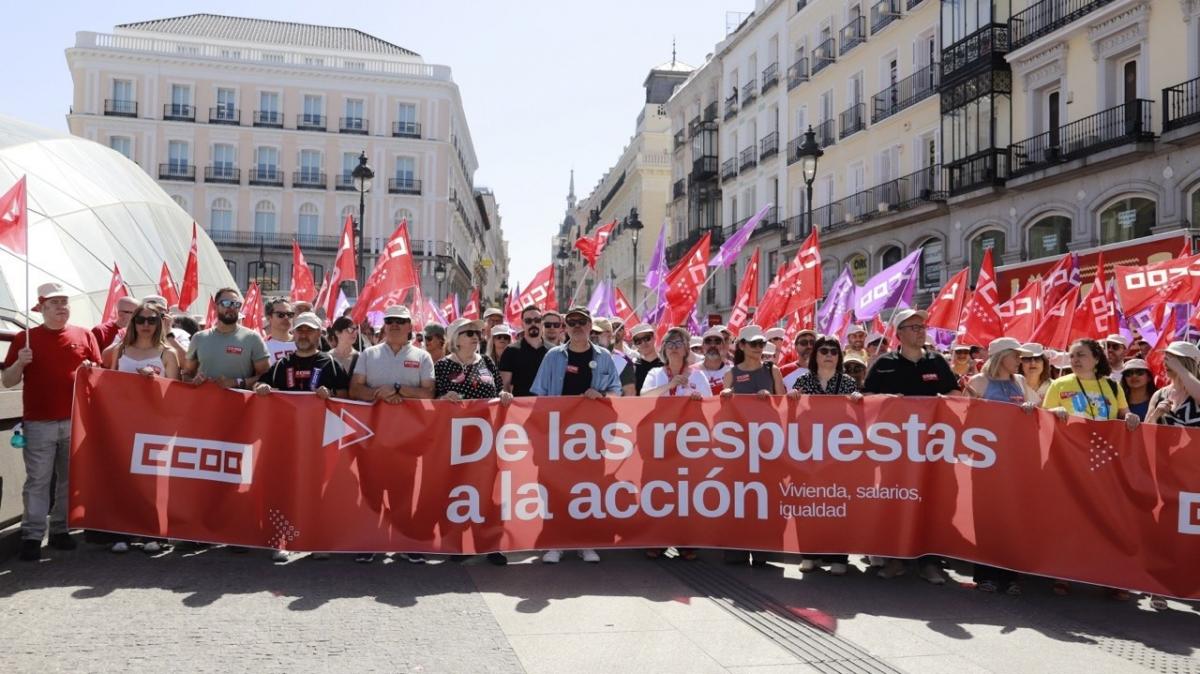 CCOO cierra con una multitudinaria asamblea en Madrid el ciclo de movilizaciones bajo el lema ‘Salario, techo y tiempo’.