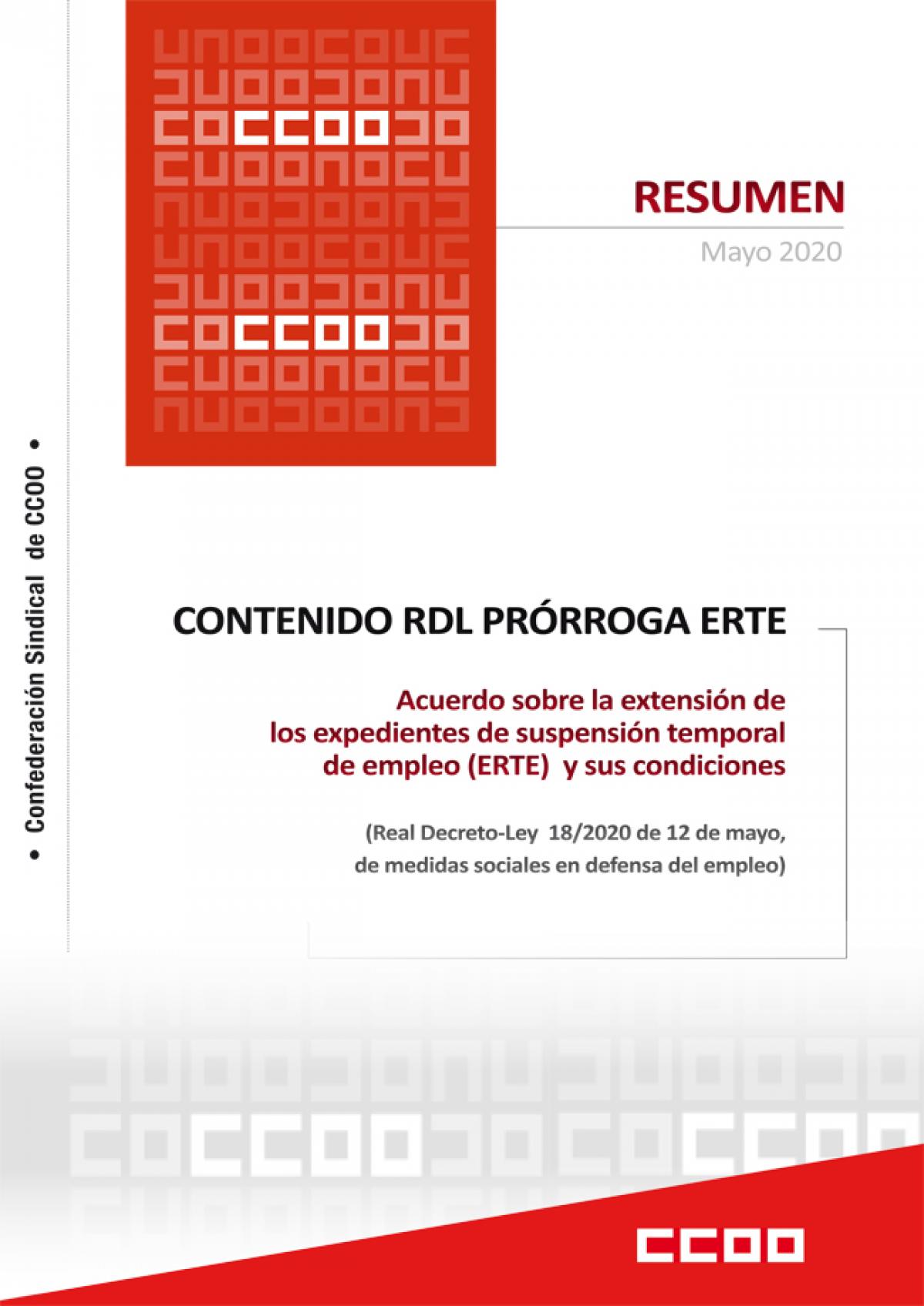 Resumen: Real Decreto-Ley 18/2020, de 12 de mayo, de Medidas Sociales en Defensa del Empleo