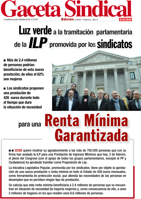 Gaceta Sindical Luz verde tramitacin ILP renta mnima