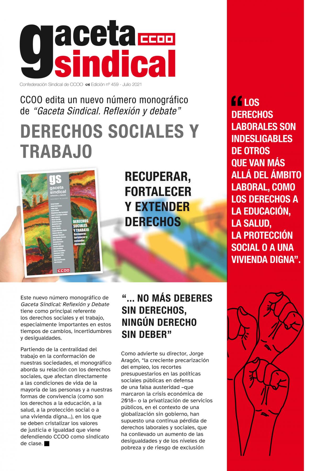 CCOO edita un nuevo número monográfico de “Gaceta Sindical. Reflexión y debate”