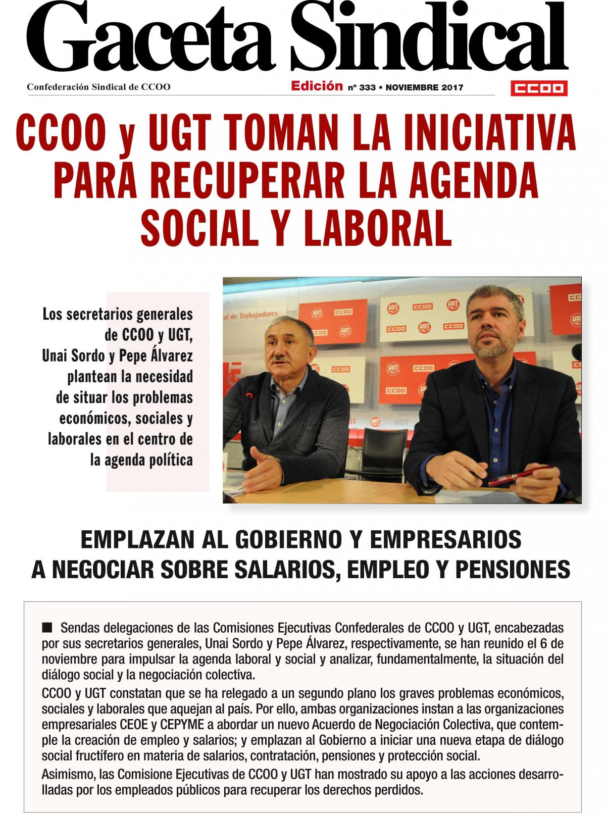 Gaceta Sindical Recuperar la agenda social y laboral