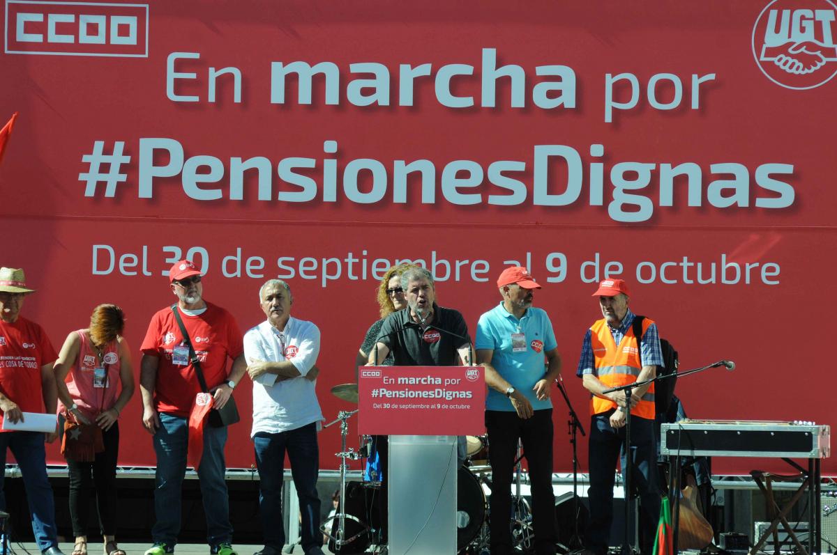 Discurso de Unai Sordo al final de ma manifestación de pensionistas en Madrid