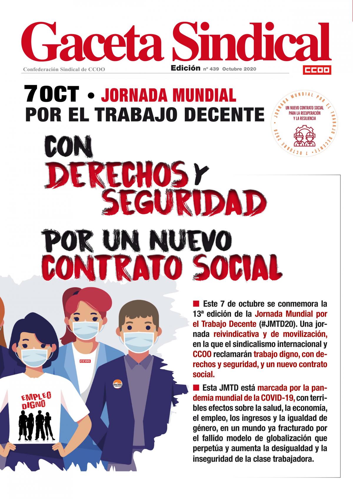 Gaceta Sindical 7 Octubre 2020, Jornada Mundial Trabajo Decente