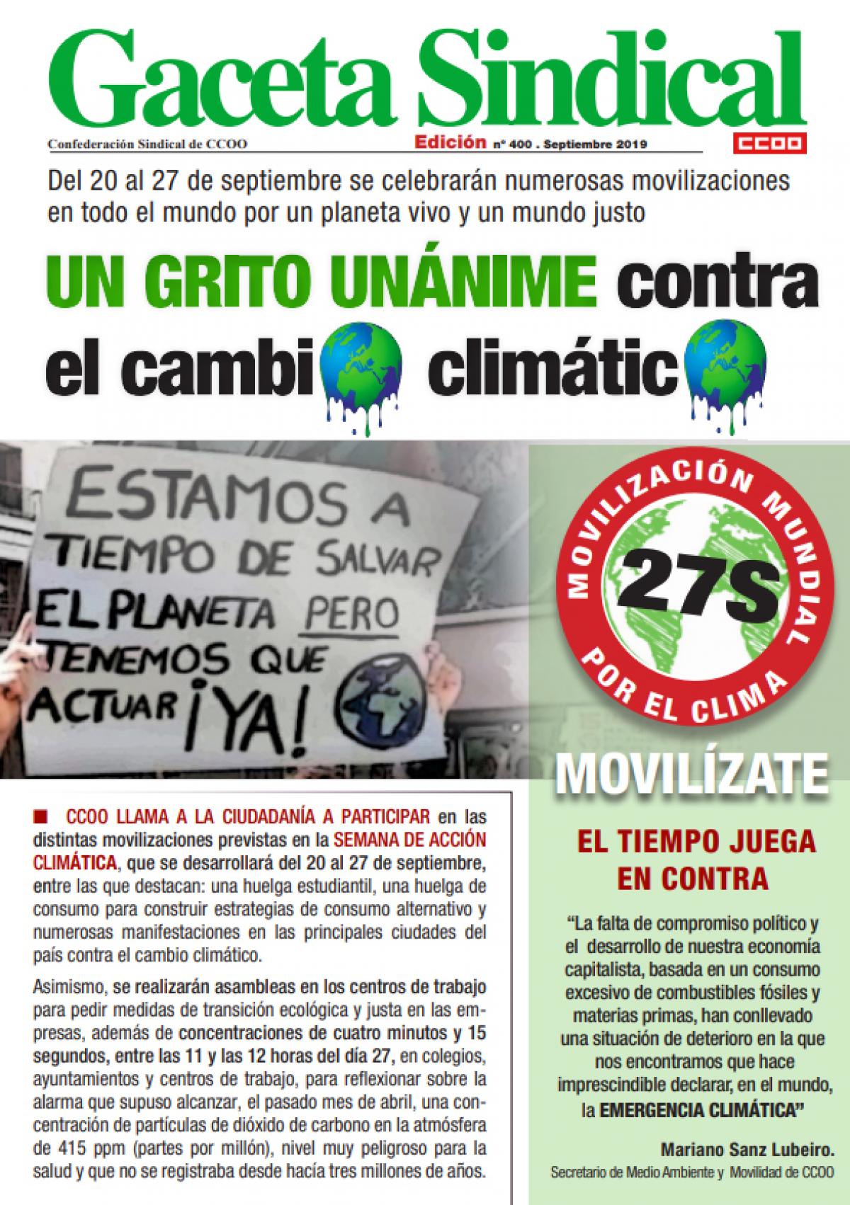 Gaceta Sindical Digital n 400: 27 de septiembre. Movlizacin Mundial por el Clima