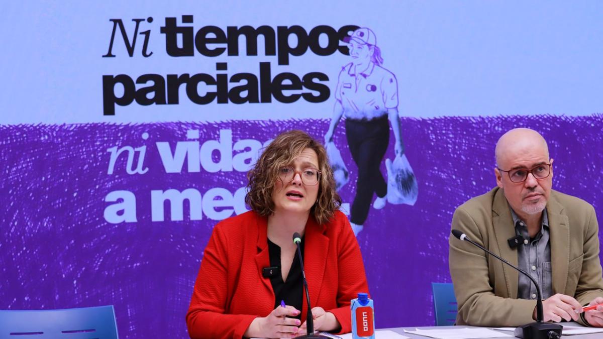 La secretaria confederal de Mujeres e Igualdad de CCOO, Carolina Vidal; junto al secretario general, Unai Sordo.