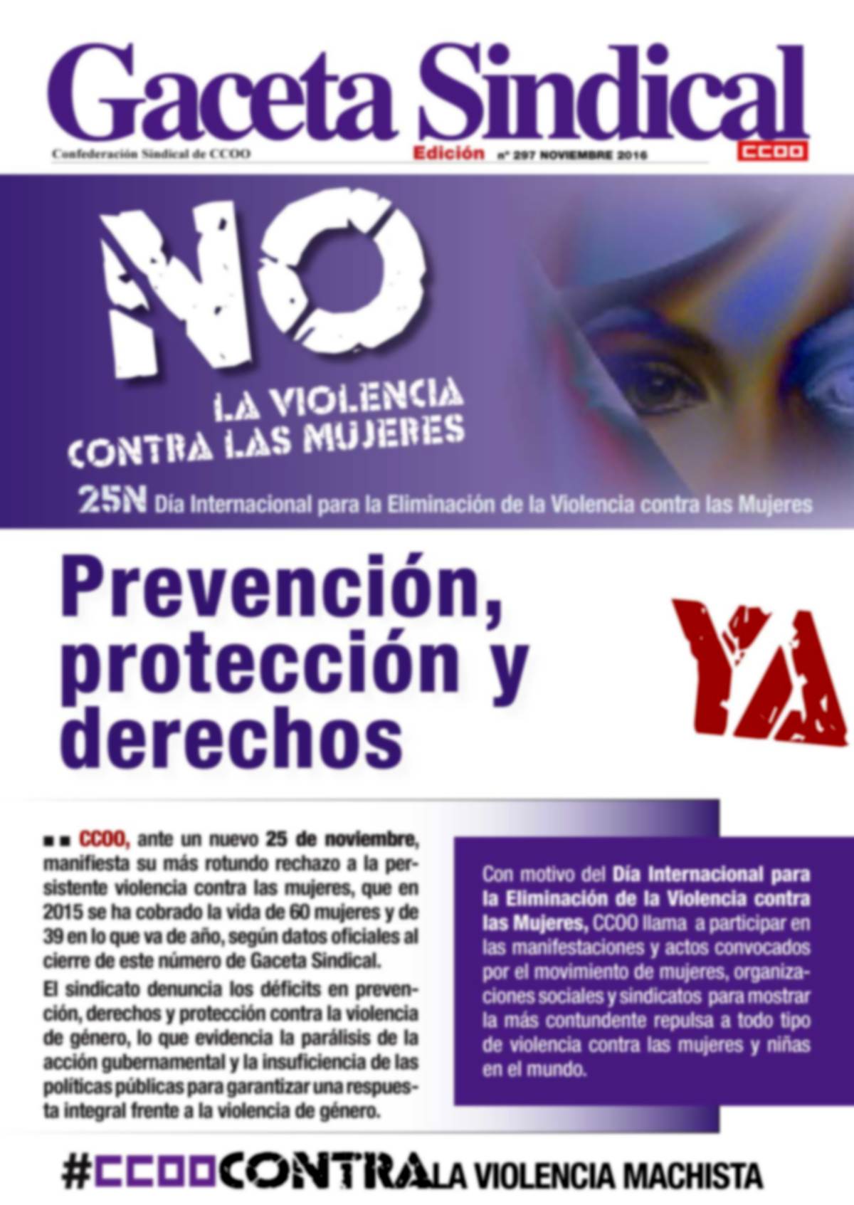 Gaceta Sindical No a la violencia contra las mujeres